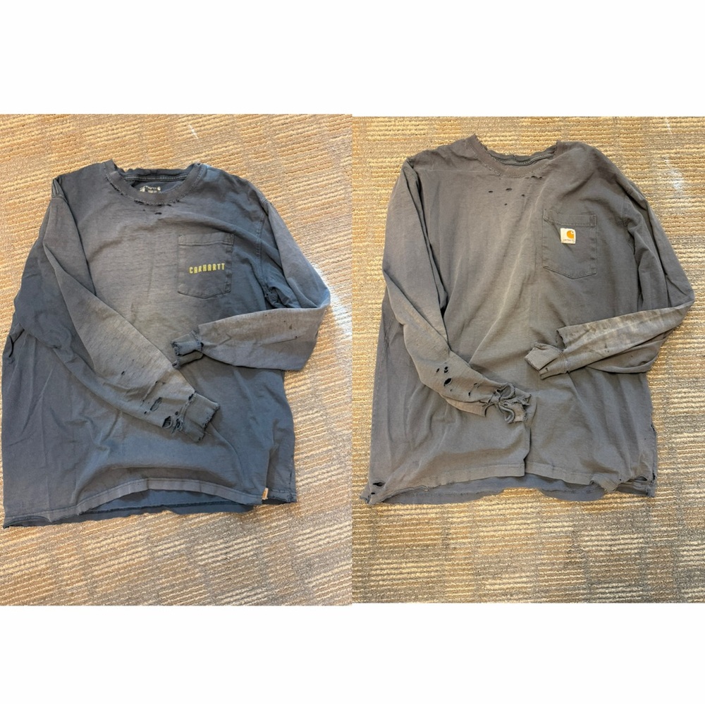 Lot of 2 Carhartt men’s LS tees THRASHED
